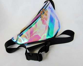Rainbow semi see-through fanny pack | edc bag nocturnal wonderland rave music festival bag