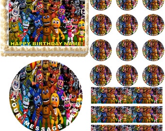 Five Nights At Freddy's Edible Cake Topper Image, Five Nights At Freddy's Cupcakes, Five Nights At Freddy's Party, Edible Photo, FNAF Cake