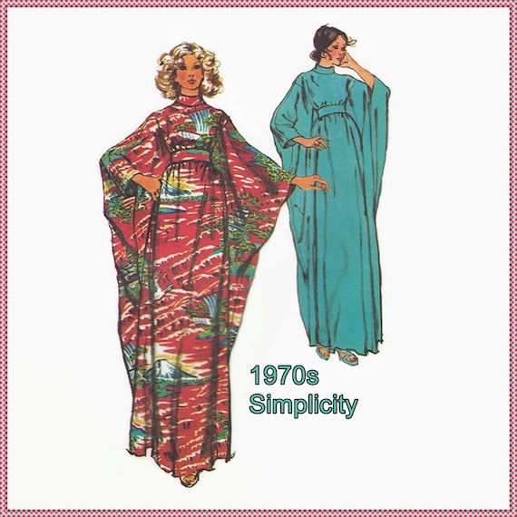  1970s Caftan Sewing Pattern Vogue 5900 Misses Jiffy Caftan 