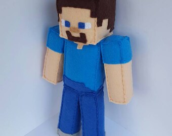 Minecraft Steve Stuffed Plush MTO, Minecraft Party, minecraft plush, steve plush, minecraft doll, steve doll, minecraft birthday, handmade