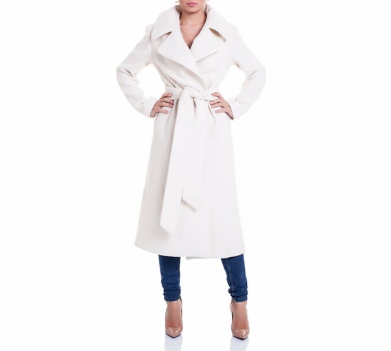 White Formal Coat Winter Wedding Long Wool Coat Oversized
