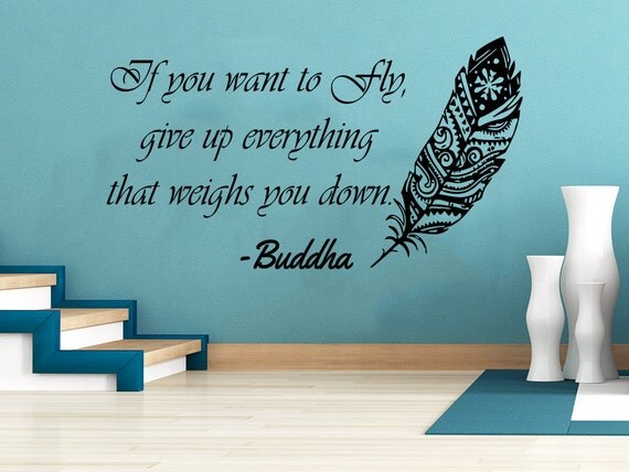 Wall Decals Quotes Vinyl Sticker Decal Quote Feather Buddha If