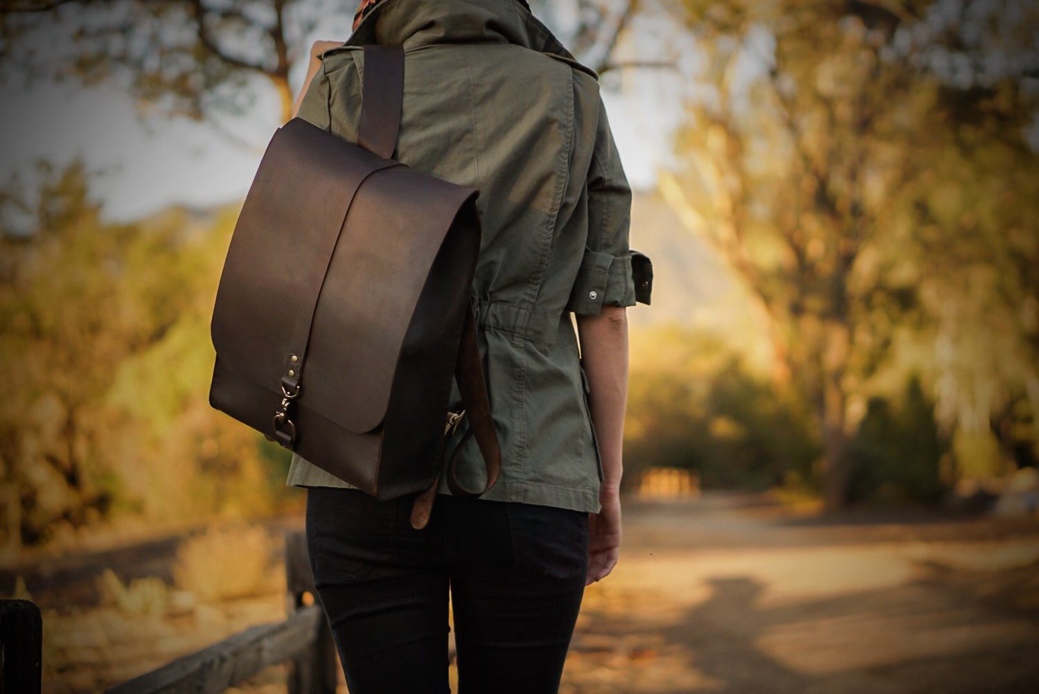 Handmade Leather Backpack Brown Stone Oil Leather