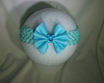 Mickey Mouse Disney inspired new born hair bow/teal