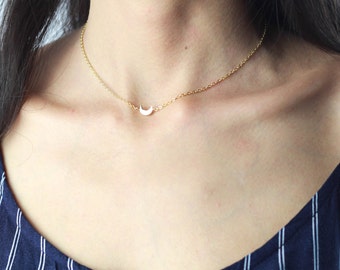Moon Choker, Dainty Choker, Silver Choker, Choker, Tiny Choker Necklace, Thin Choker, Choker Necklace, Simple Choker, Silver Choker Layer