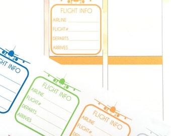 Travel Stickers, Flight Stickers for Erin Condren Life Planner, Plane Planner Stickers, Full Box Stickers, MAMBI Stickers, Happy Planner