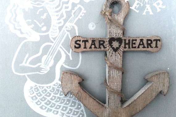 Rustic Wooden Anchor With Jute String Nautical Hanging Keepsake - Personalise With Your Name/Date