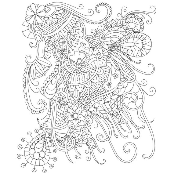 Adult Coloring  Page  of Abstract Doodle Drawing for Stress 