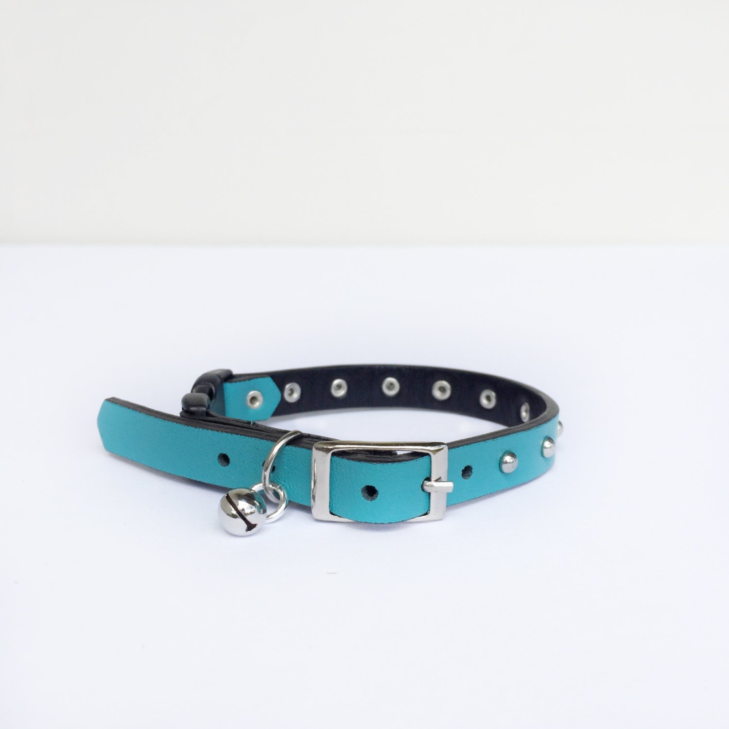 Handmade Leather Studded Cat or Kitten Collar with by chickittyboo