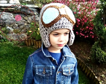 Boys hat, Aviator hat, pilot hat, Crochet hat aviator, adylt hats, photo prop, pilot crochet hat, babyboy hat, newborn hat, winter hat