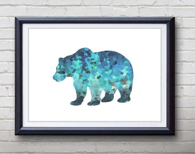 Blue Bear Wildlife Print - Home Living - Wildlife Painting - Wildlife Bear Art - Wall Decor - Home Decor, House Warming Gifts