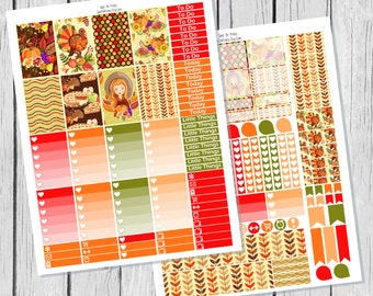 Thanksgiving Planner Sticker Happy Planner Printable / Happy Planner Sticker Printable / Fall Planner Sticker Kit