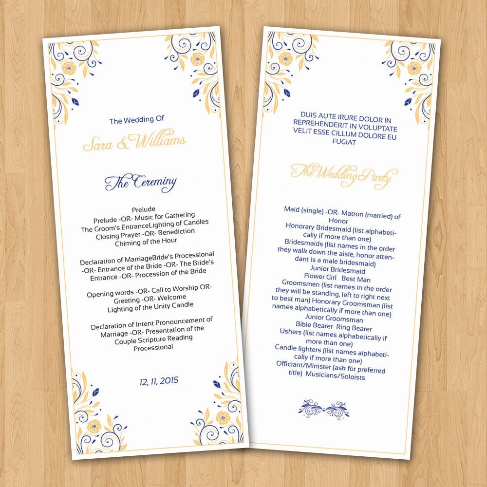 Sle Wedding Program Templates sale wedding program template printable ceremony program