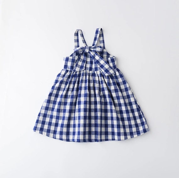 Blue & White Plaid girls dress