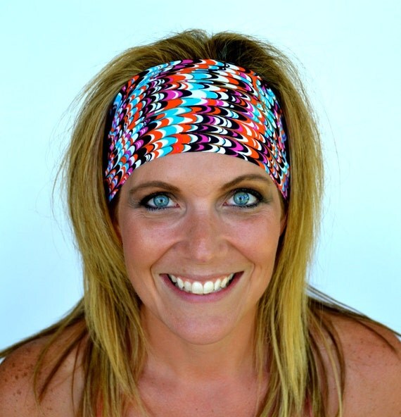 Workout Headband Funky Feather Yoga Headband Spandex Headband