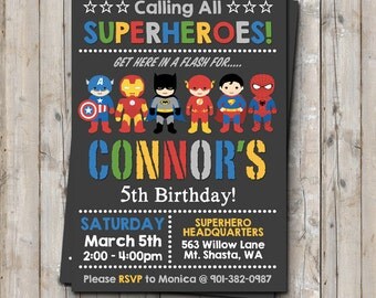 Superhero birthday invitation personalized for your party - digital / printable DIY superhero invitation