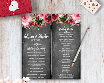 Printable Wedding Program Template Wedding Ceremony Program Floral Wedding Program Instant Download Order of Ceremony Boho Wedding Program