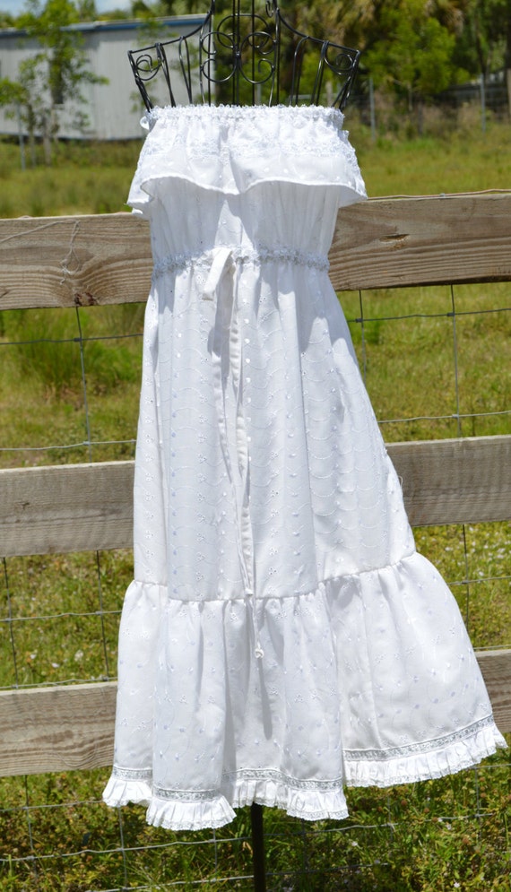 100% cotton eyelet white summer dress honeymoon by RevealCouture