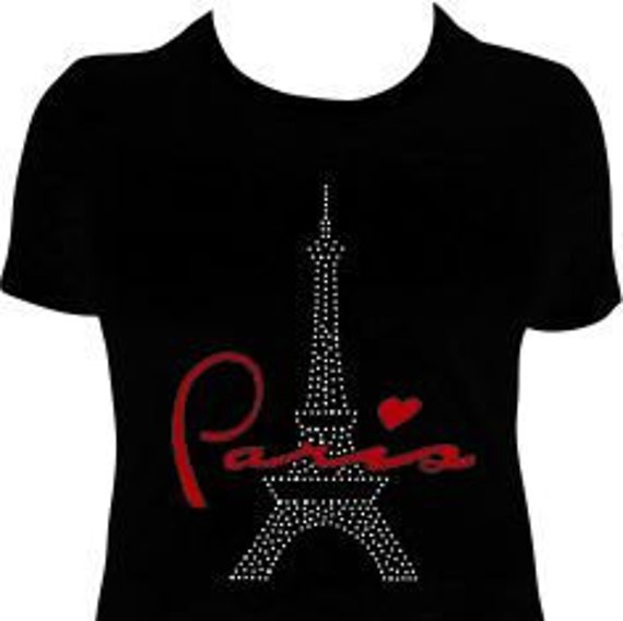 Paris Eiffel Tower T Shirt Rhinestone Women's Paris