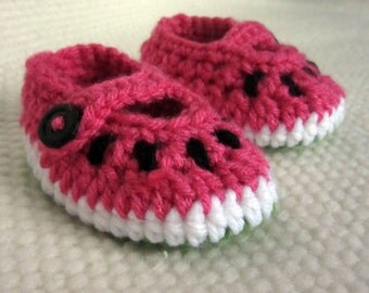 Watermelon Baby Booties, watermelon, crochet baby shoes, baby booties crochet, baby shoes girl, summer baby shower, newborn gift, watermelon
