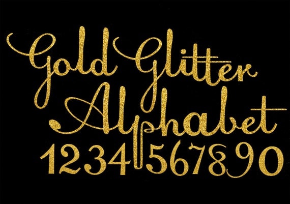 Gold Glitter Handwritten Alphabet ClipArt Gold Letters Gold