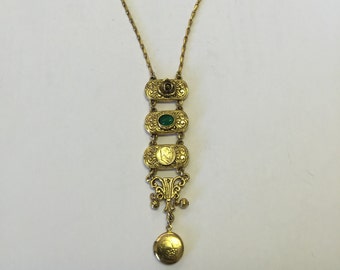 Long Gold Vintage Locket Necklace, Gold Locket, Antique Locket, Locket Jewelry, Intricate Gold Locket
