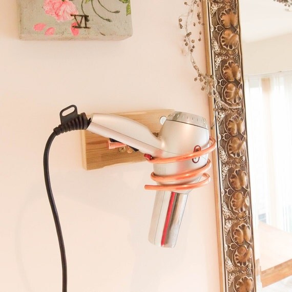 Hair Dryer Holder Hair Dryer Organiser Blow Dryer by CopperWick