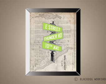 BRUCE SPRINGSTEEN Inspired Poster Print | 11 x 14 | Street Signs | Asbury Park | New Jersey | Thunder Road