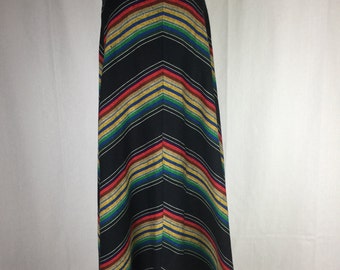 Vtg 70s chevron rainbow southwestern maxi skirt XS
