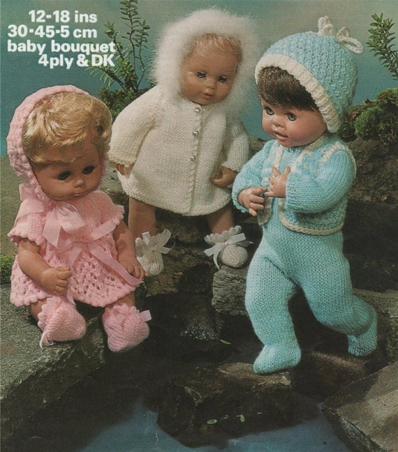 Dolls Clothes PDF Knitting Pattern 12 14 16 and 18 inch