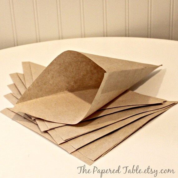 Paper Cone Bags 20 Brown Kraft Paper Cone Bags by ThePaperedTable