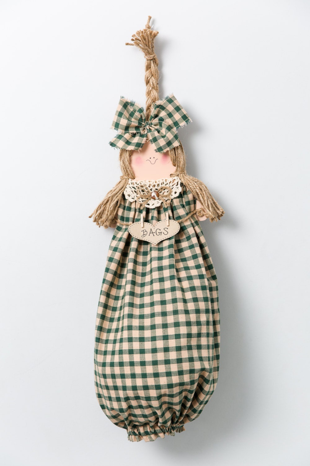 Plastic bag holder doll grocery bag holder by CountryCutieBagDolls