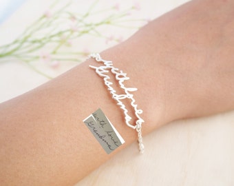 FREE SHIPPING+40% OFF Memorial Signature Bracelet - Personalized Handwriting Bracelet - Keepsake Jewelry in Sterling Silver - Mother's Gift