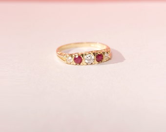 Antique ring - antique engagement ring - antique jewelry - gold ring - ruby cz ring - art deco ring - edwardian ring - gold ruby ring - 224