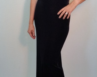 90s Black Velvet Dress. Velvet Maxi Dress. Formal Dress. Velvet Body Con Dress. Sleeveless Black Dress. New Years Eve
