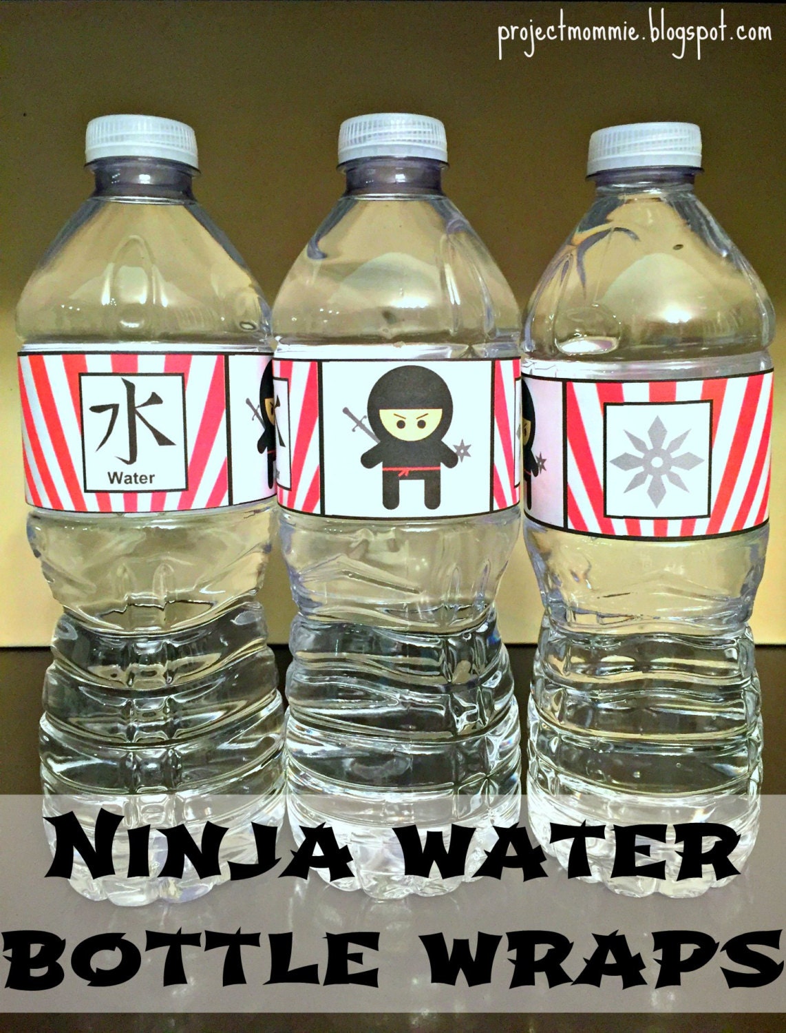 PDF Cute but Fierce Ninja Water Bottle Label