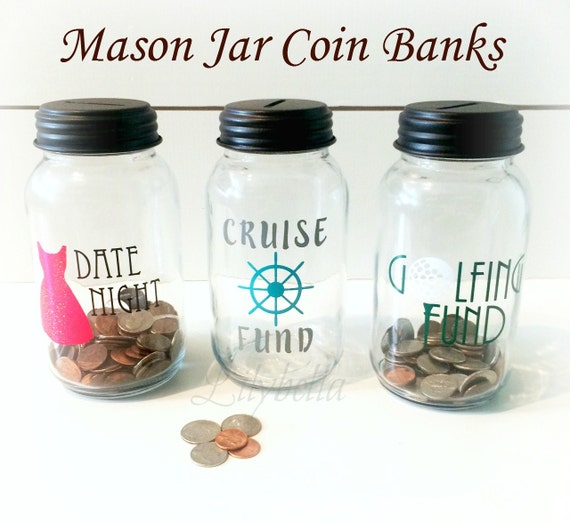 Items similar to Mason Jar Coin Bank Mason Jar Bank Mason Jar
