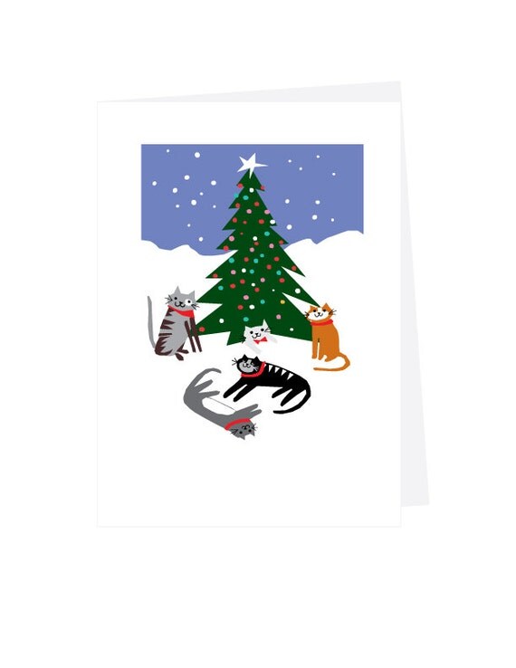 holiday greeting cards cats in the snow card collection