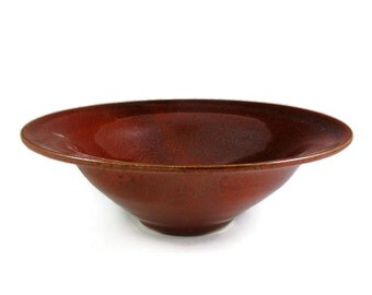 Ceramic Bowl with Rim -Persimmon Soup Bowl - Handmade Pottery Bowl - Wheel Thrown Stoneware Clay Centerpiece - Ready to Ship
