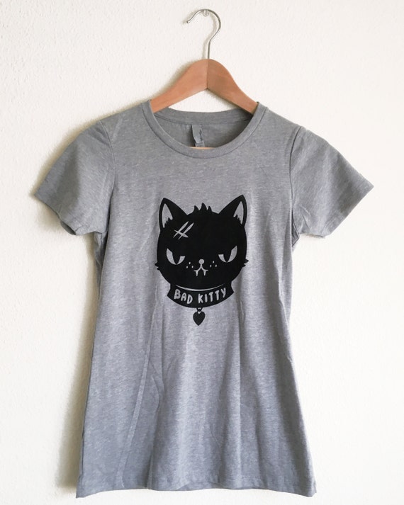 BAD KITTY T-Shirt Cat Tee Shirt Available in Ladies sizes