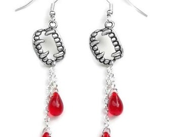 Vampire Blood Droplet Dracula Goth Biker Fang Earring DIY Halloween Bead Kit