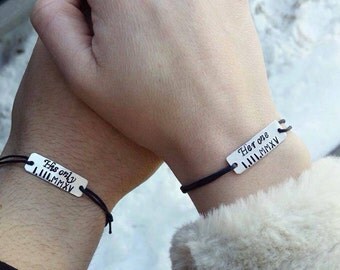 Couples Bracelets, Engraved Bracelet, Date Bracelets, Roman Numerals, Aluminum, Her One, His Only, Handmade, Set of Two Bracelets, Custom