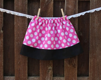 Minnie Mouse Skirt, Girls Pink Polka Dot Skirt