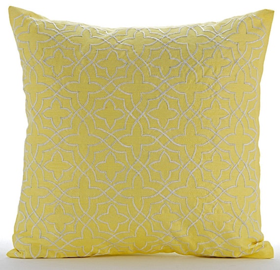 Luxury Yellow Decorative Pillows Cover 16x16 Silk