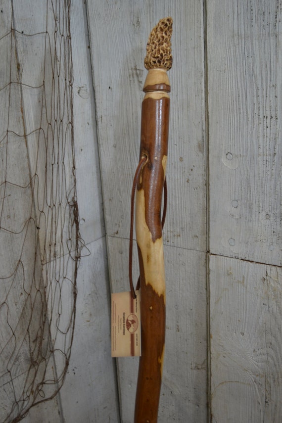 Walking Stick Morel Mushroom Carving Functional Art Hand
