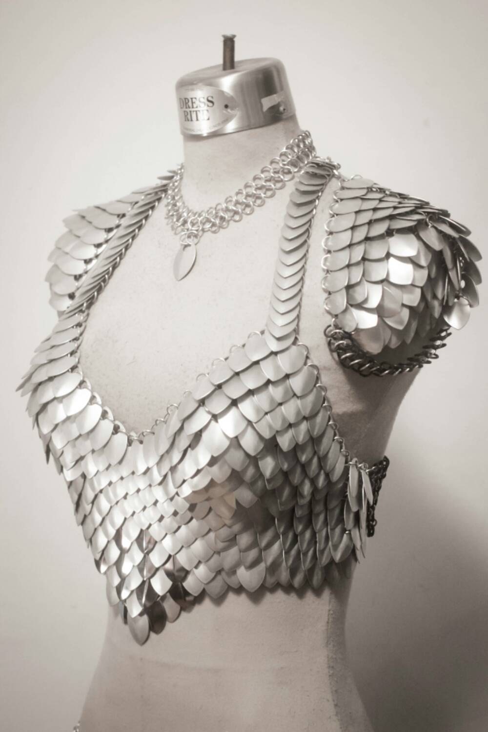 The Silver Queen-Deluxe Scale Maille scalemail chainmaille bra