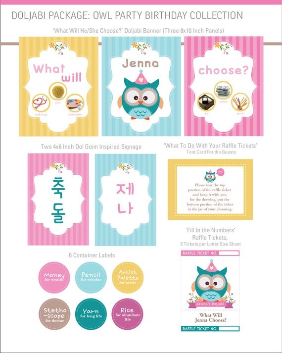 DOLJABI Korean First Birthday: Owl Woodland Animals Birthday Party Kit DIY Il_570xn