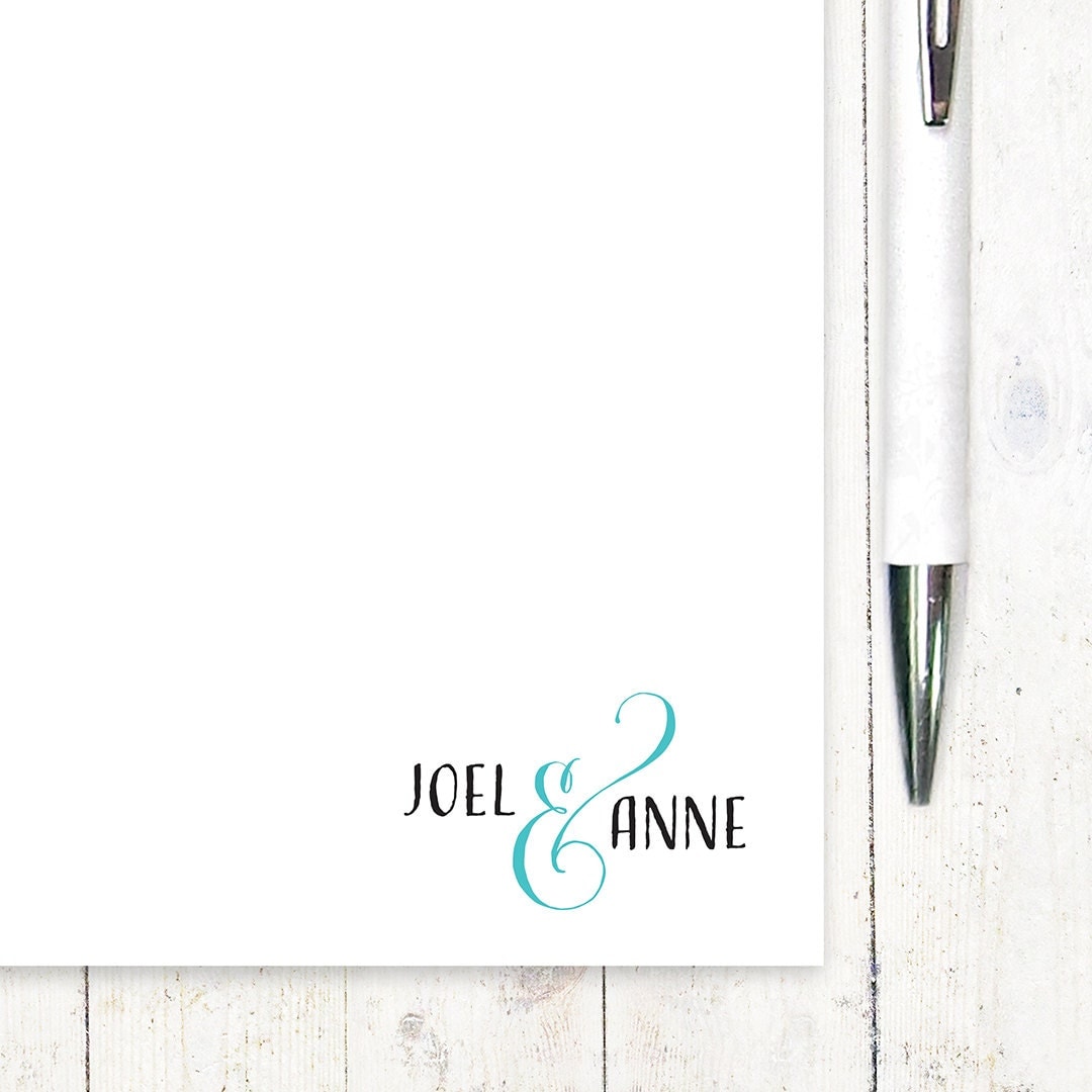 personalized notePAD - COUPLES AND AMPERSAND - stationery - stationary - choose color