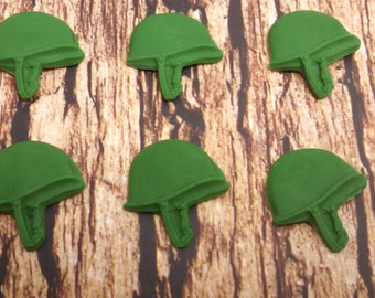 Fondant Army Toppers-Edible Military Toppers-Military Toppers-Army Toppers-Army Cupcake Toppers-Military Helmets-Military Cupcake Toppers