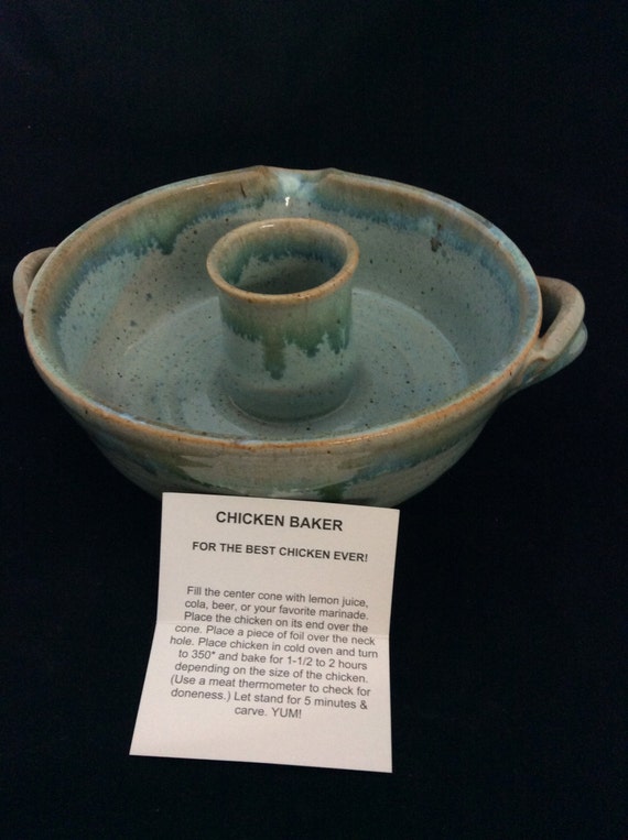 Chicken Baker/ Handmade/ Seafoam Green Glaze